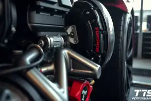 Detailaufnahme eines Porsche Boxermotors auf dem Prüfstand mit sichtbaren Motorkomponenten in natürlichem Licht