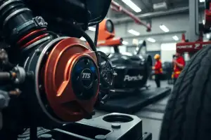 Porsche Felgen in Nahaufnahme mit präzisen Motorkomponenten und natürlichem Licht in hyperrealistischer 8K-Qualität